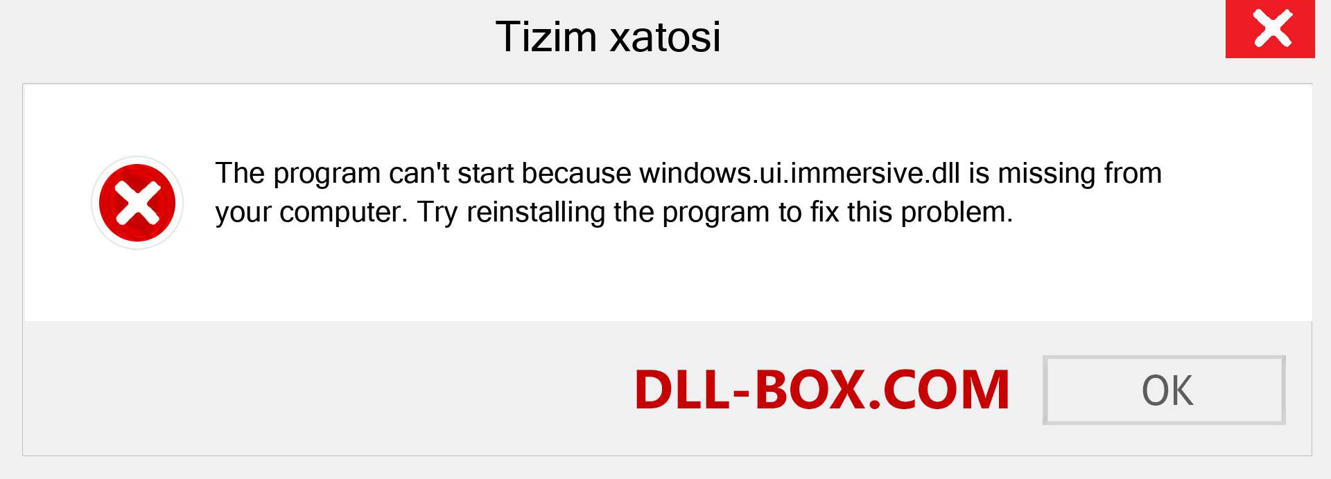 windows.ui.immersive.dll fayli yo'qolganmi?. Windows 7, 8, 10 uchun yuklab olish - Windowsda windows.ui.immersive dll etishmayotgan xatoni tuzating, rasmlar, rasmlar